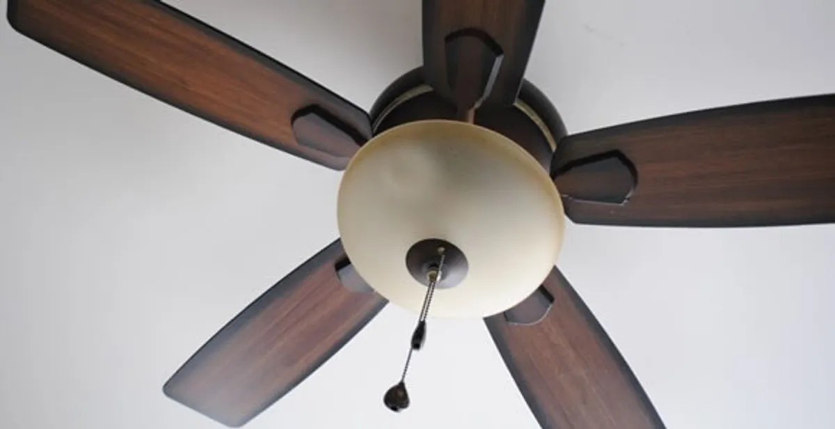 Fully installed ceiling fan with balanced blades and light fixture in Redding, CA